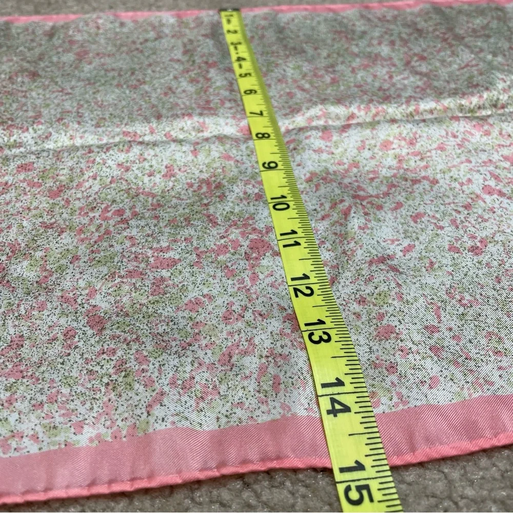 Echo 100% Silk Scarf 15x46 Rectangular Pink Cream Green Dainty and Feminine